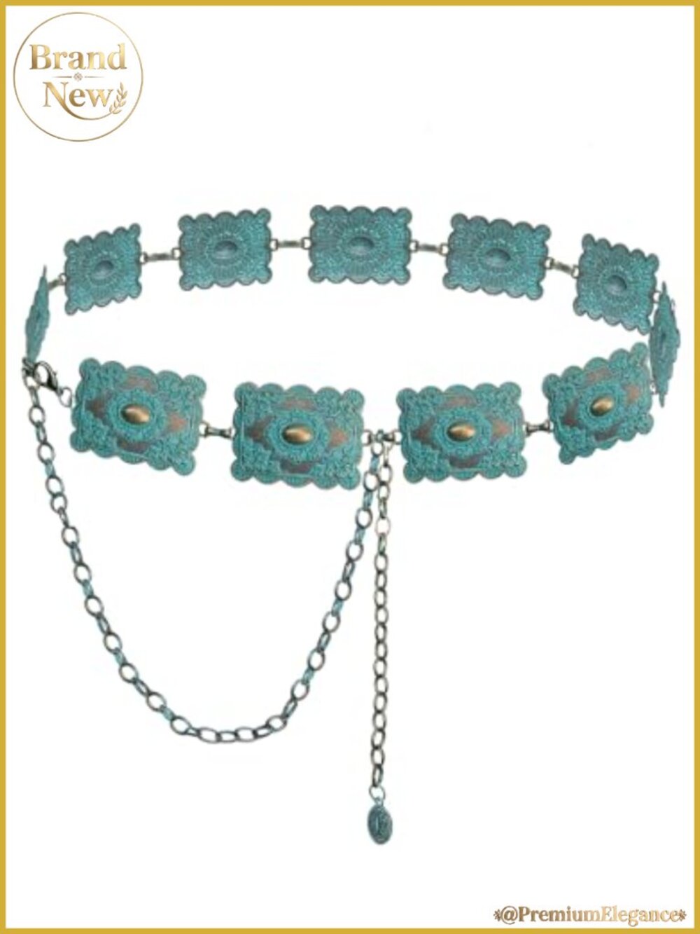 Western Metal Concho Chain Belt for Women Boho Dresses Jeans Country Concert